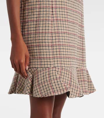 Checked wool-blend minidress | Ganni