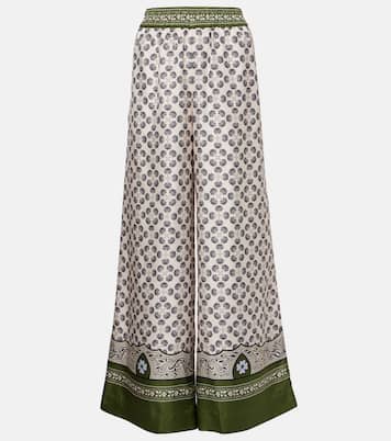 Printed silk twill palazzo pants | La DoubleJ