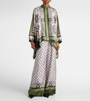 Printed silk twill palazzo pants | La DoubleJ