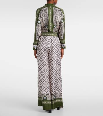 Printed silk twill palazzo pants | La DoubleJ