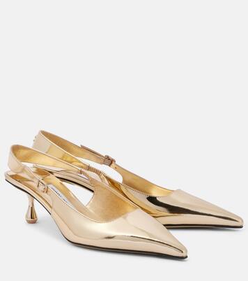 Amel 50 metallic leather slingback pumps | Jimmy Choo