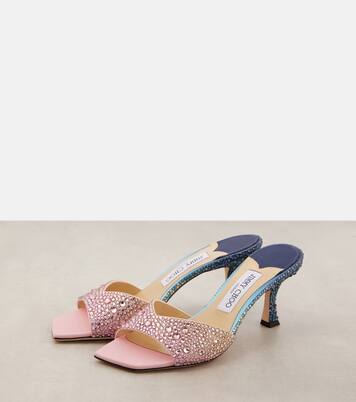 Skye 70 embellished satin mules | Jimmy Choo