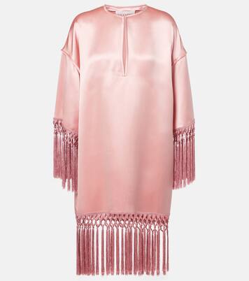 Fringed silk duchess satin minidress | Valentino