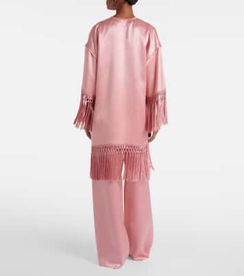 Fringed silk duchess satin minidress | Valentino