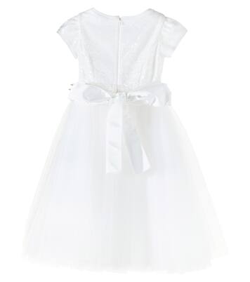 Sequined floral-appliqué tulle dress | Monnalisa