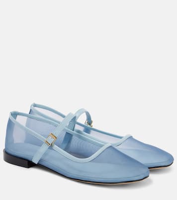 Minima leather-trimmed tulle Mary Jane flats | Souliers Martinez