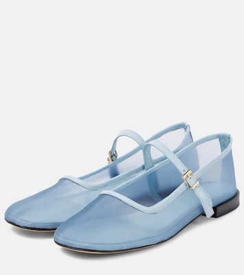 Minima leather-trimmed tulle Mary Jane flats | Souliers Martinez