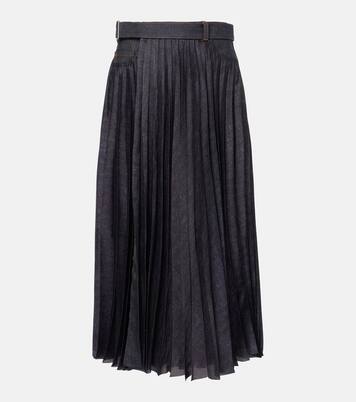 Denim pleated midi skirt | Sacai
