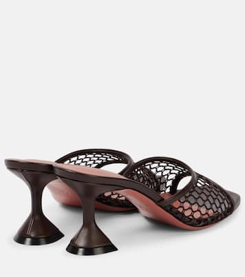 Lupita leather-trimmed raffia mules | Amina Muaddi