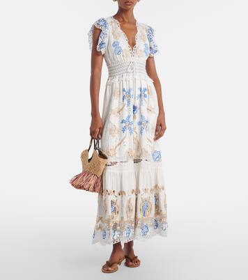 Robe longue brodée en lin mélangé | Farm Rio