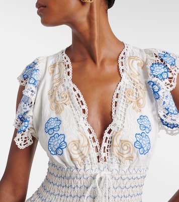 Robe longue brodée en lin mélangé | Farm Rio