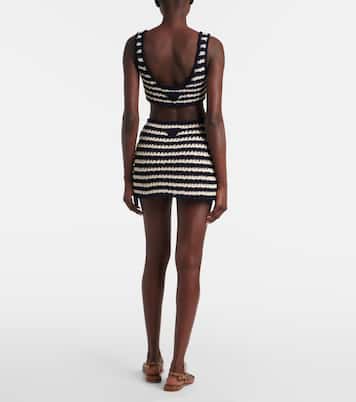 Mini-jupe rayée en crochet de coton | Prada