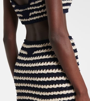 Mini-jupe rayée en crochet de coton | Prada