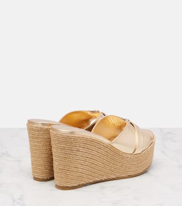 Leda 100 leather platform wedge sandals | Jimmy Choo