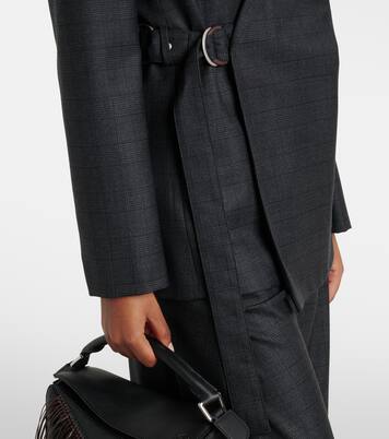 Prince of Wales check wool wrap blazer | Loewe