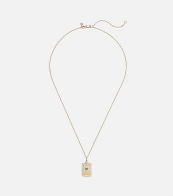 Eye Tarot Card 14kt gold pendant necklace with turquoise and diamonds | Sydney Evan