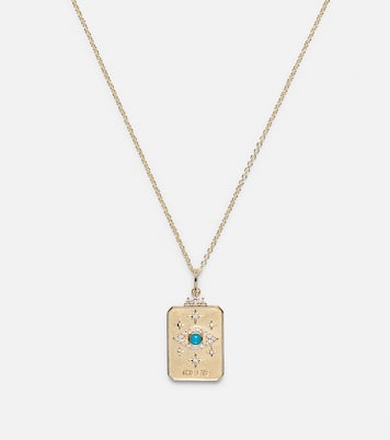Eye Tarot Card 14kt gold pendant necklace with turquoise and diamonds | Sydney Evan