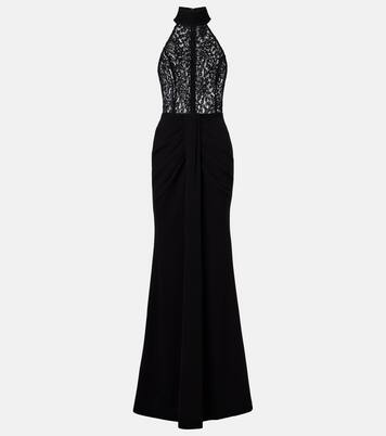 Dixie draped halterneck lace and taffeta gown | Rebecca Vallance