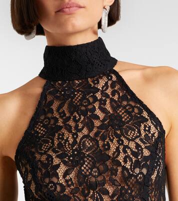 Dixie draped halterneck lace and taffeta gown | Rebecca Vallance