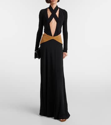 Contour cutout suede-trimmed jersey gown | Christopher Esber