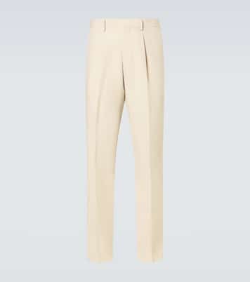 Pantalon droit en lin, coton et soie | Lardini