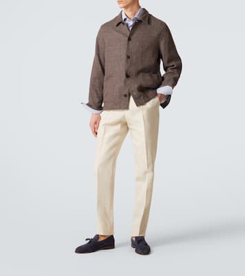 Pantalon droit en lin, coton et soie | Lardini
