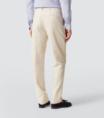 Pantalon droit en lin, coton et soie | Lardini