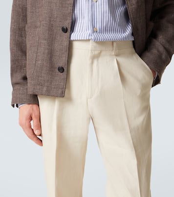 Pantalon droit en lin, coton et soie | Lardini