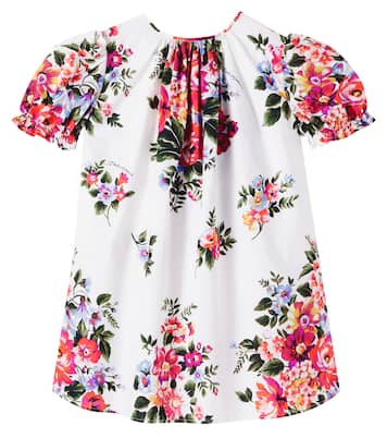 Robe en popeline de coton à fleurs | Dolce&Gabbana Kids