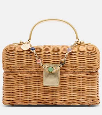 Isla embellished wicker top-handle bag | Judith Leiber Couture