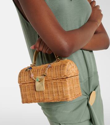 Isla embellished wicker top-handle bag | Judith Leiber Couture