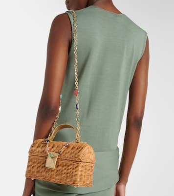 Isla embellished wicker top-handle bag | Judith Leiber Couture