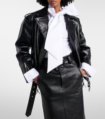 Padded leather biker jacket | Saint Laurent