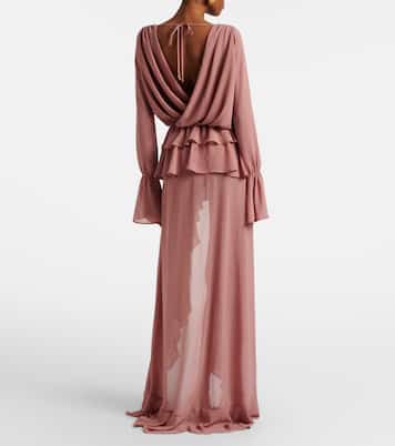 Giselle asymmetric tiered maxi dress | Bananhot