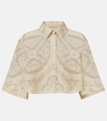Cropped cotton-blend shirt | Valentino