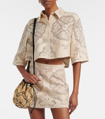 Cropped cotton-blend shirt | Valentino