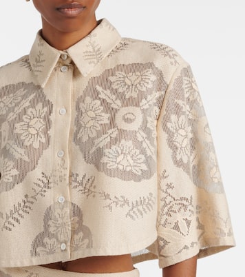 Cropped cotton-blend shirt | Valentino