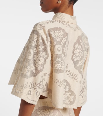 Cropped cotton-blend shirt | Valentino