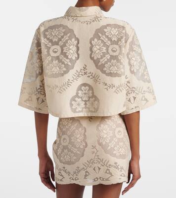 Cropped cotton-blend shirt | Valentino