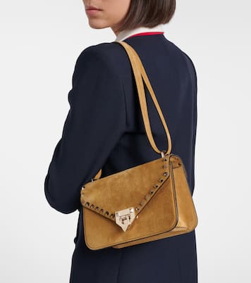 Schultertasche Rockstud Small aus Veloursleder  | Valentino Garavani