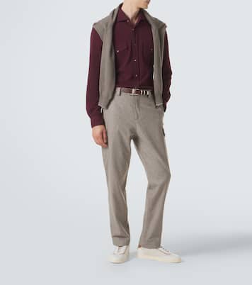 Leather-trimmed suede sneakers | Brunello Cucinelli