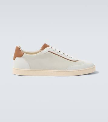 Leather-trimmed suede sneakers | Brunello Cucinelli