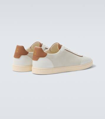 Leather-trimmed suede sneakers | Brunello Cucinelli