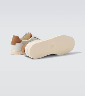 Leather-trimmed suede sneakers | Brunello Cucinelli