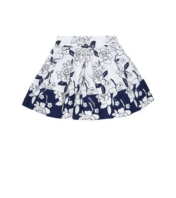 Floral cotton A-line skirt | Monnalisa