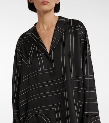 Chemise brodée en soie à logo | Toteme