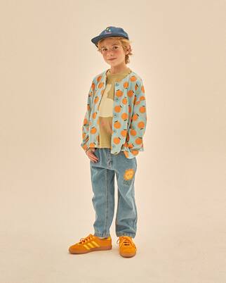 Orange jacquard cotton cardigan | Jellymallow