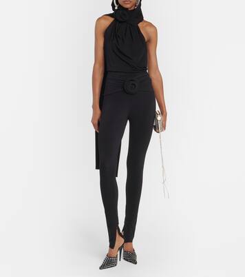 Floral-appliqué jersey slim leggings | Magda Butrym