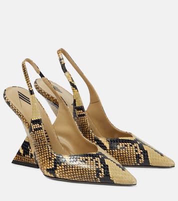 Cheope snake-effect leather slingback pumps | The Attico