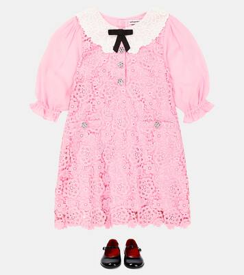 Bow-detail lace dress | Self-Portrait Kids